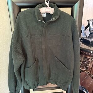 Zara Olive Green Quilted Zip-Up Jacket